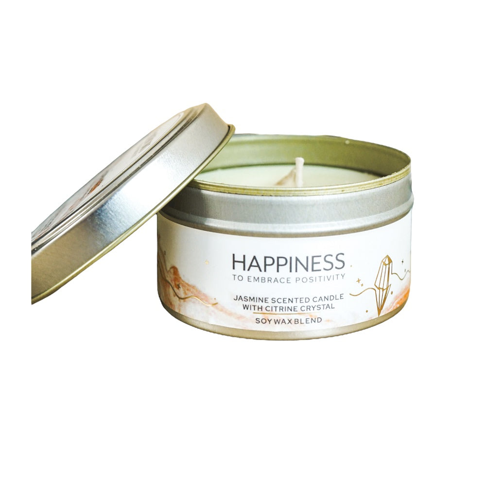 Happiness Jasmine with Citrine Crystal Energy Candles