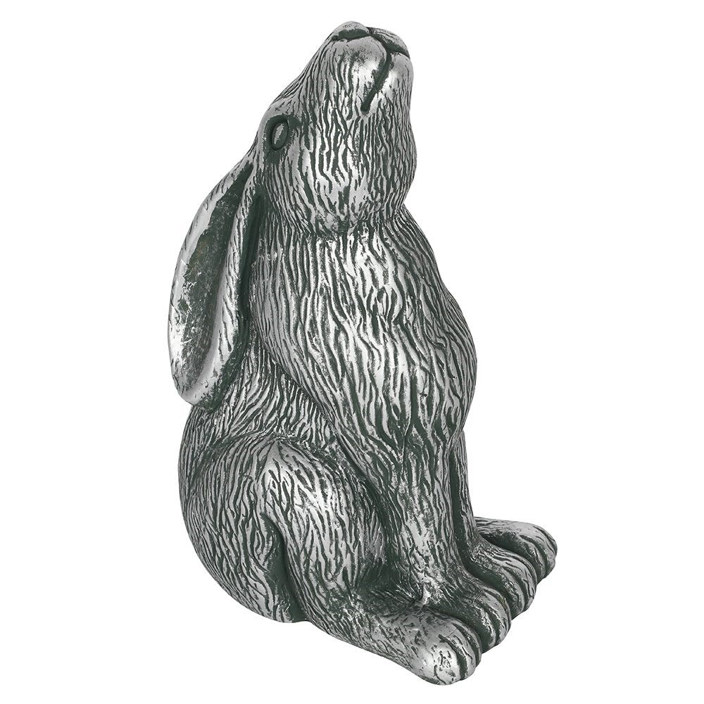 Silver Terracotta Moon Gazing Hare Garden Ornament NEW!