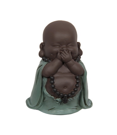 Turquoise Hear/Speak/See Buddha