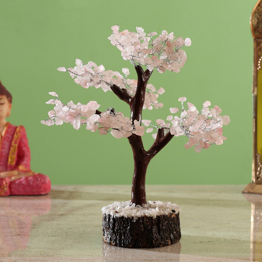 Rose Quartz Crystal Tree Neem Base 30cm NEW!