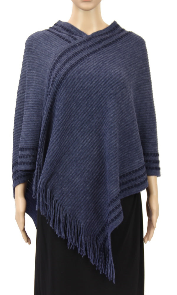 diagonal border poncho