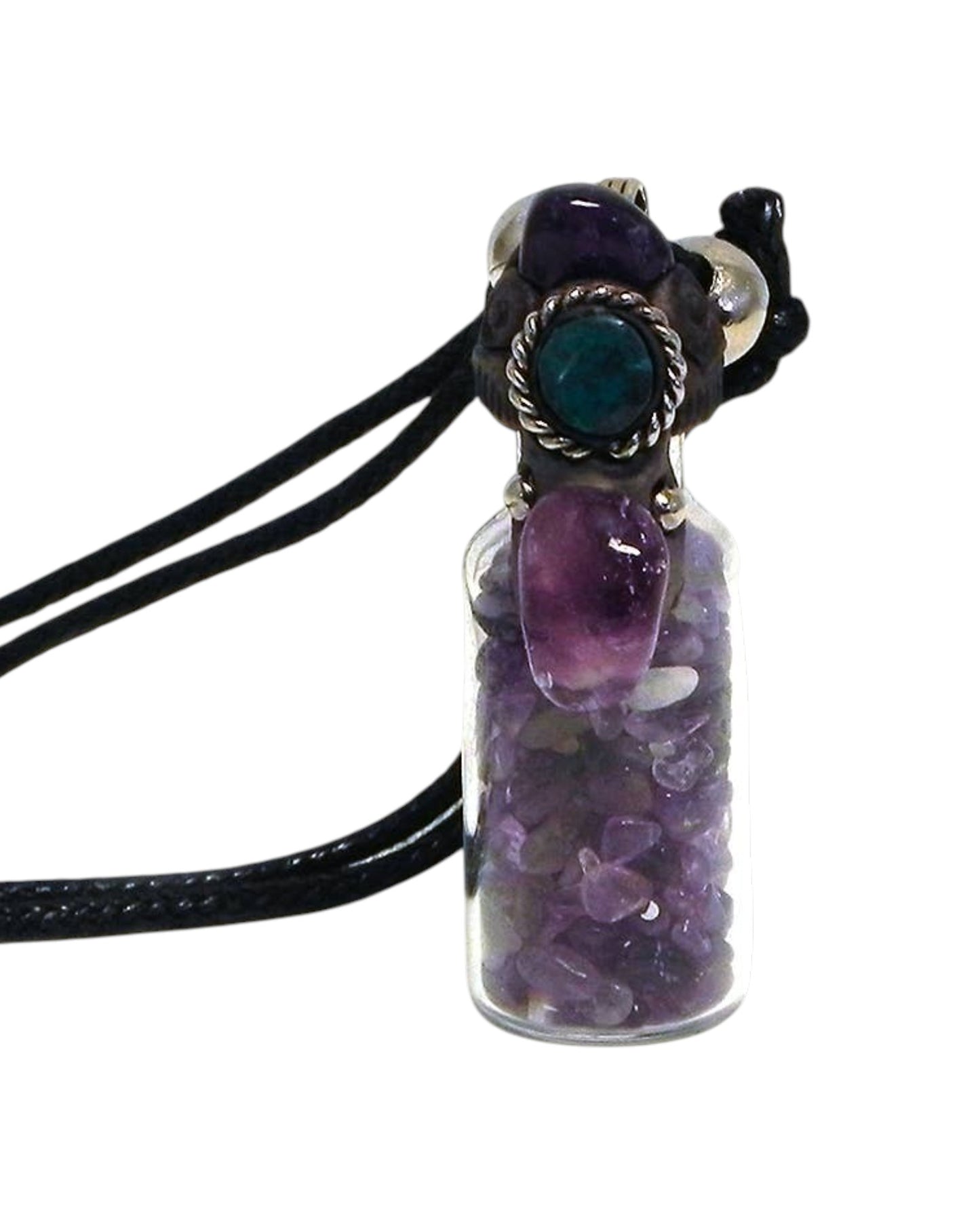 Tumbled Chip Stone Glass Bottle Pendant Adjustable Necklace