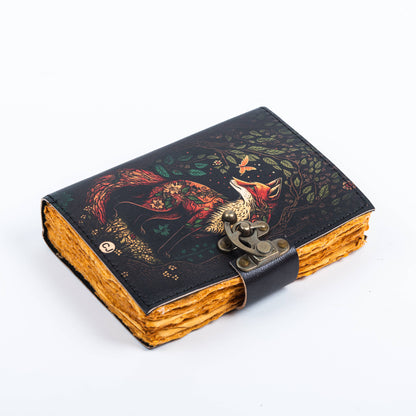 Traveler Leather Journal Vintage Pages with Fox Print