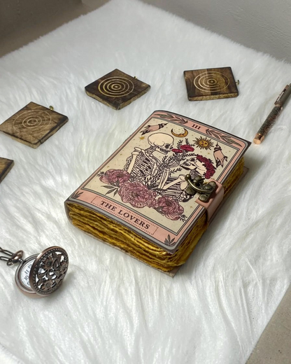 Leather Journal Vintage Notebook with The Lover Print  
