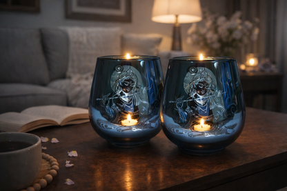 Candle Holder - Krishna (4 in., 2 pcs): Blue