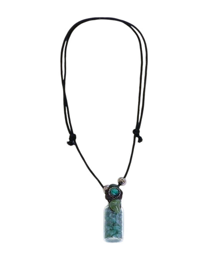 Tumbled Chip Stone Glass Bottle Pendant Adjustable Necklace