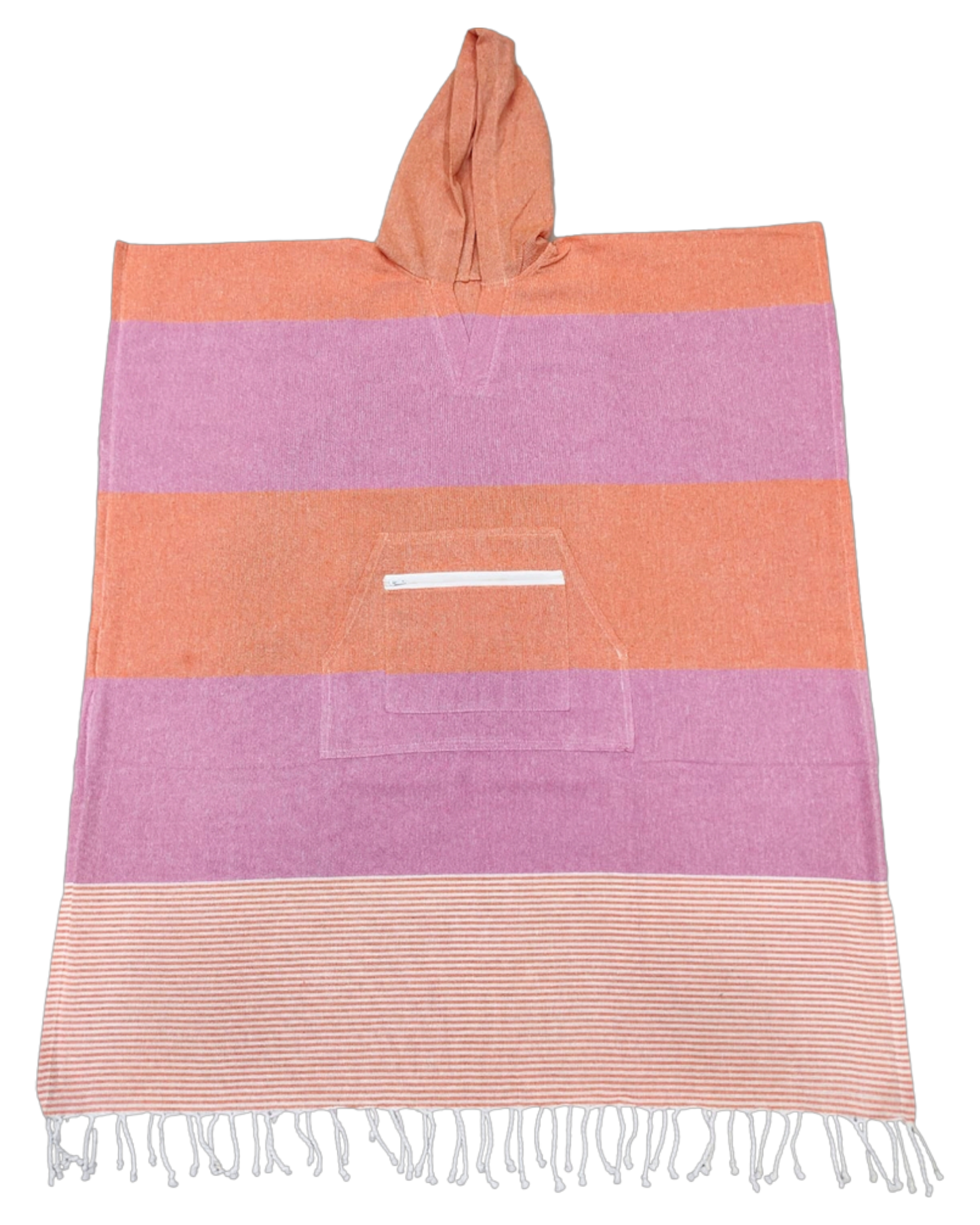 Turkish Towel Hoodie - Kids - Pink & Orange Striped