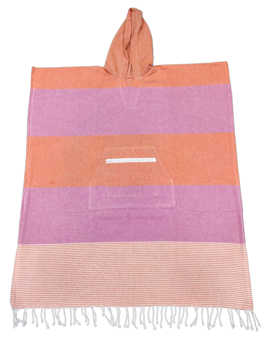 Turkish Towel Hoodie - Kids - Pink & Orange Striped