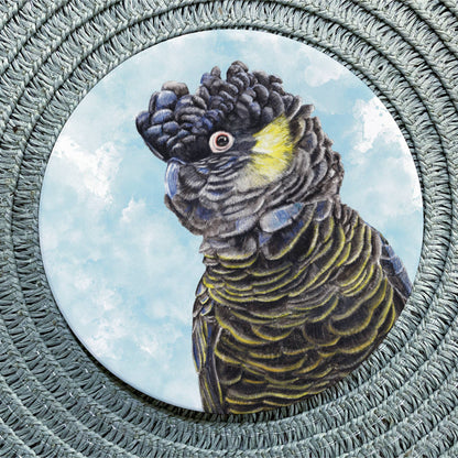 Black Cockatoo Ceramic Coaster