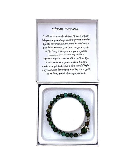 African Turquoise (Howlite) bracelet- Angel