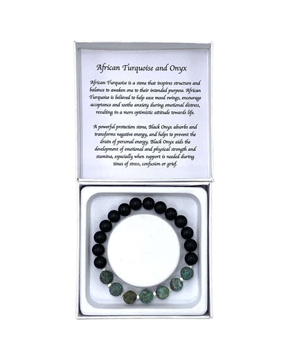 African Turquoise (Howlite) & Onyx bracelet