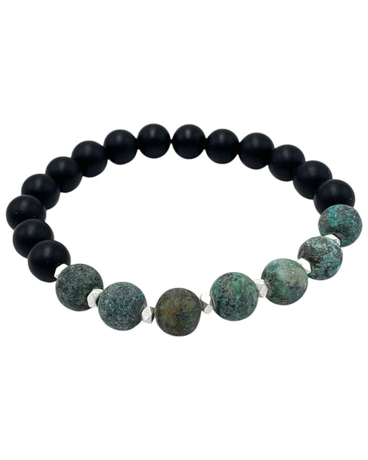 African Turquoise (Howlite) & Onyx bracelet