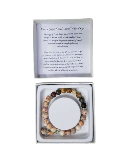 Picasso Jasper & Red Veined White Onyx bracelet - Angel