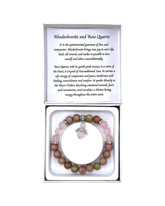 Rhodochrosite & Rose bracelet - Angel
