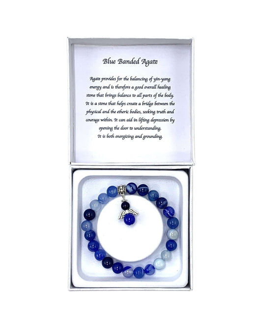 Blue Banded Agate bracelet - Angel