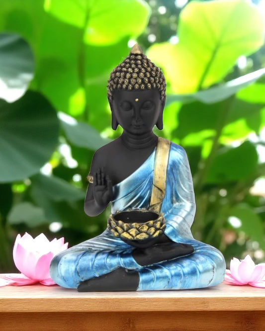 Rulai Blue Buddha with TeaLight holder