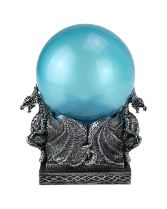Silver Dragon W/Light Up Blue Ball