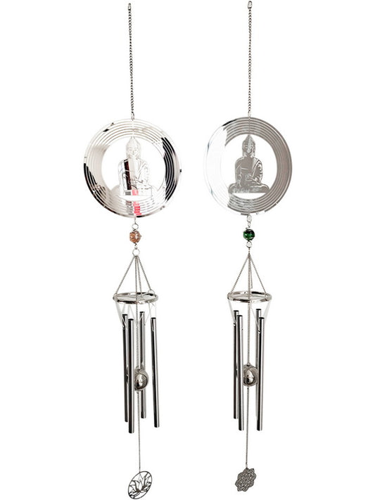 Silver Meditating Buddha wind chime