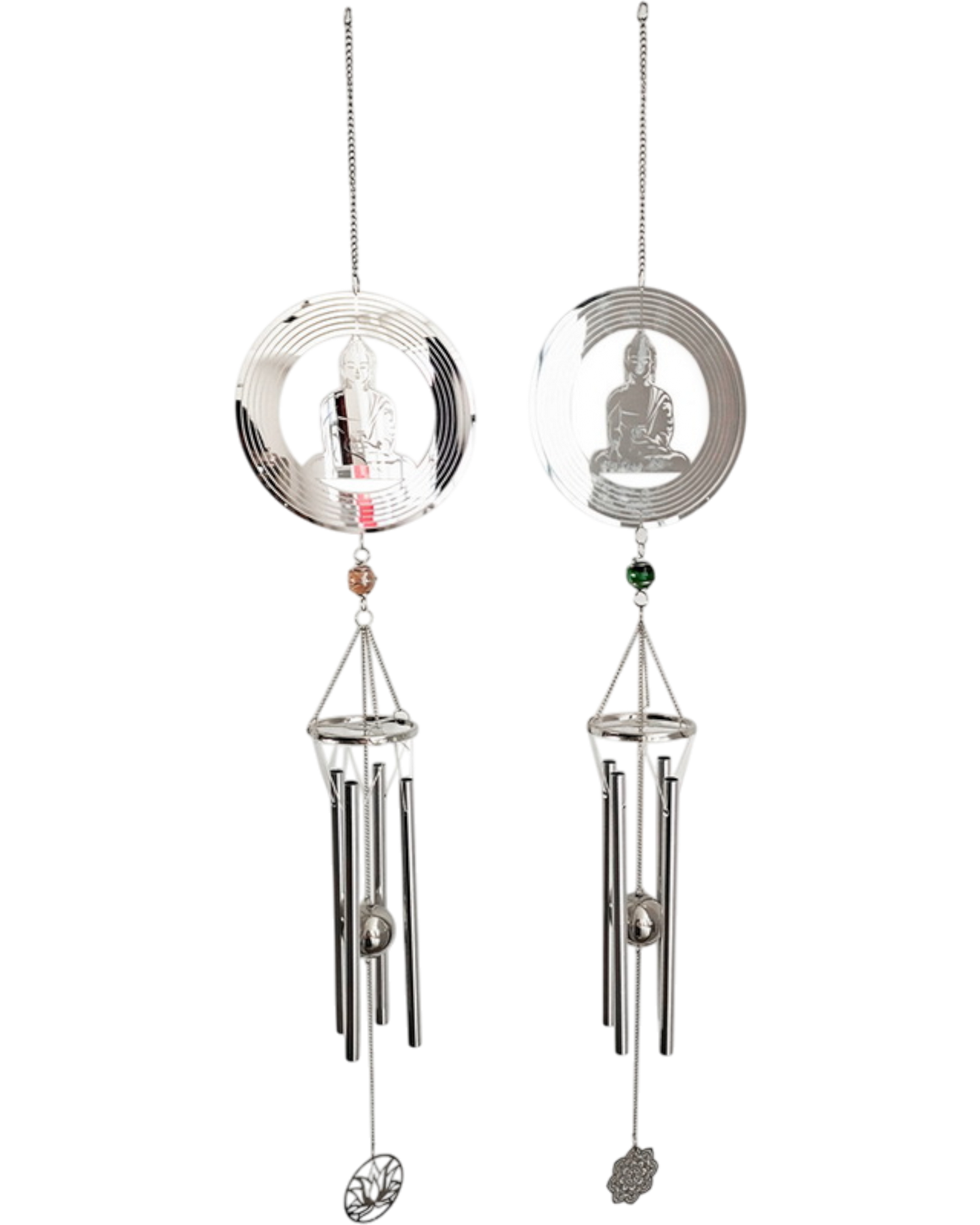 Silver Meditating Buddha wind chime