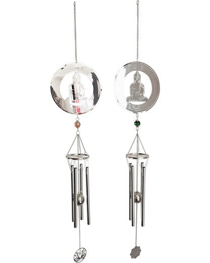Silver Meditating Buddha wind chime