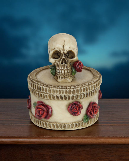 Skull on Trinket Box with Roses