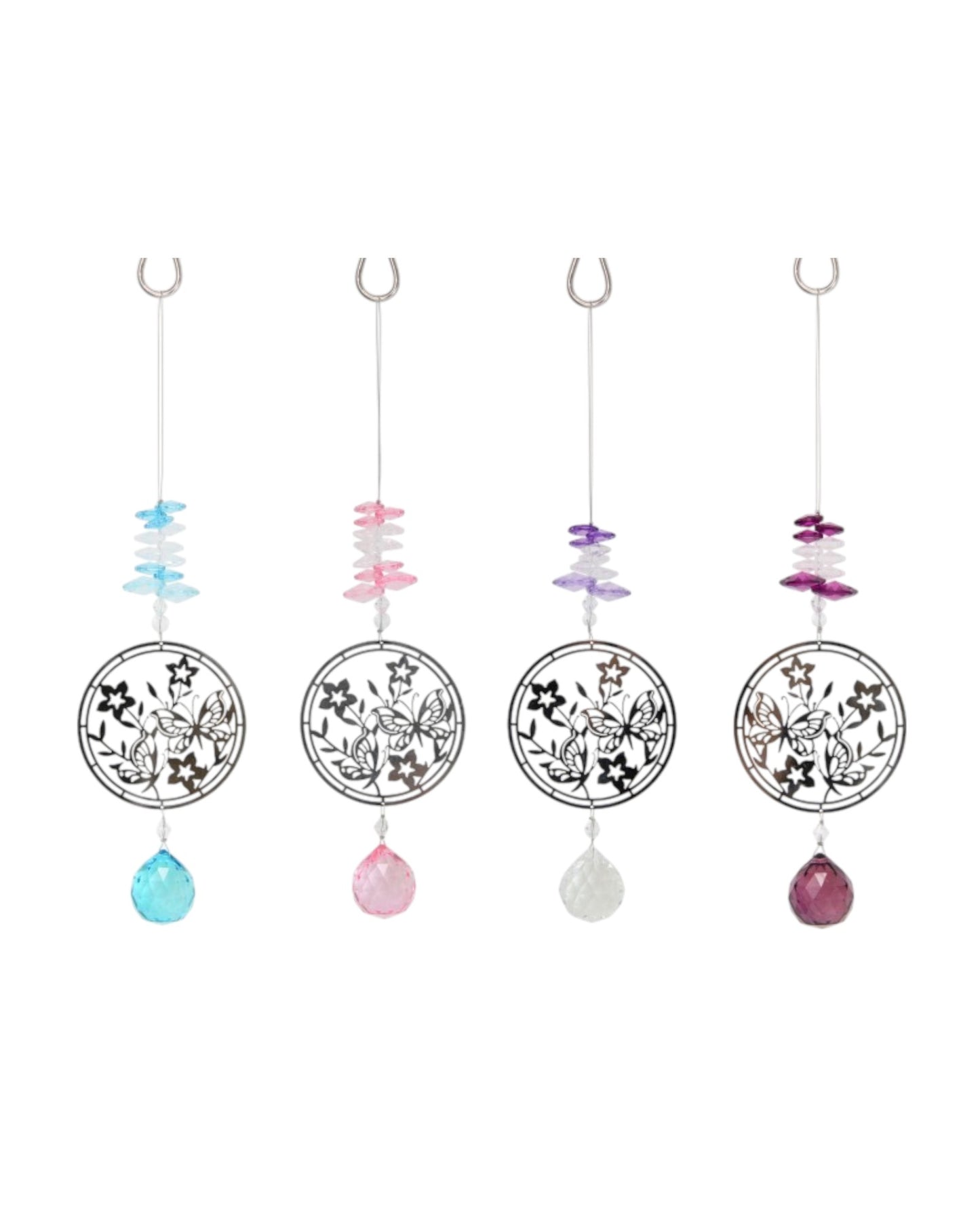 Silver ButterFly Hanging Suncatchers with Gems