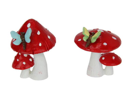 Twin Red Mushrooms with DragonFly