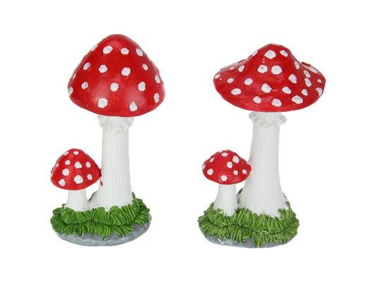 Twin Red Garden Mushroom
