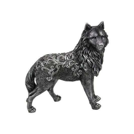 Standing Antique Silver Wolf