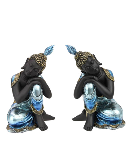 18cm Rulai Resting Blue Buddha (set of 2)