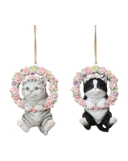 Hanging Cat Floral Ring