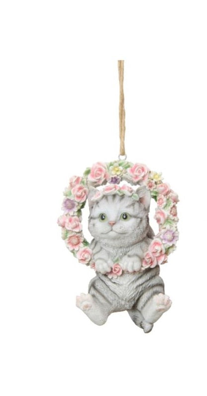 Hanging Cat Floral Ring