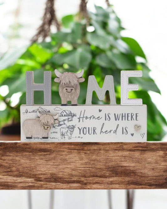 Highland Cow Plaque - Home