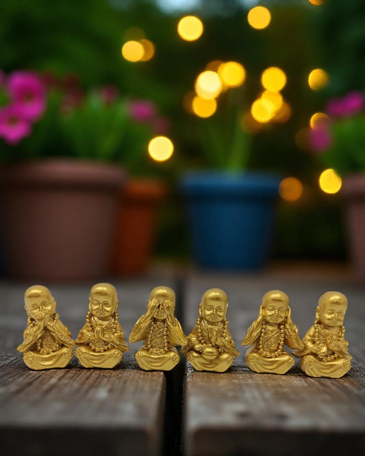 Cute Miniature Gold Monks