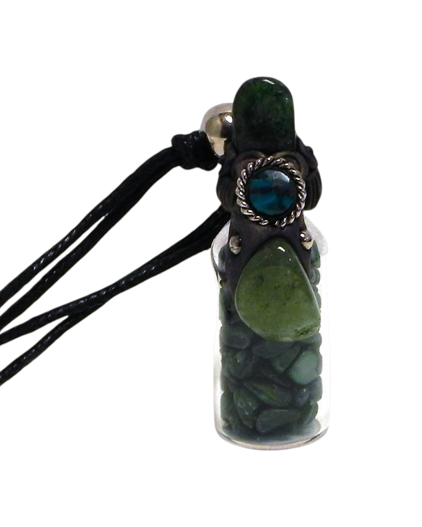 Tumbled Chip Stone Glass Bottle Pendant Adjustable Necklace
