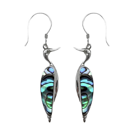 Paua Egret/Heron Earring