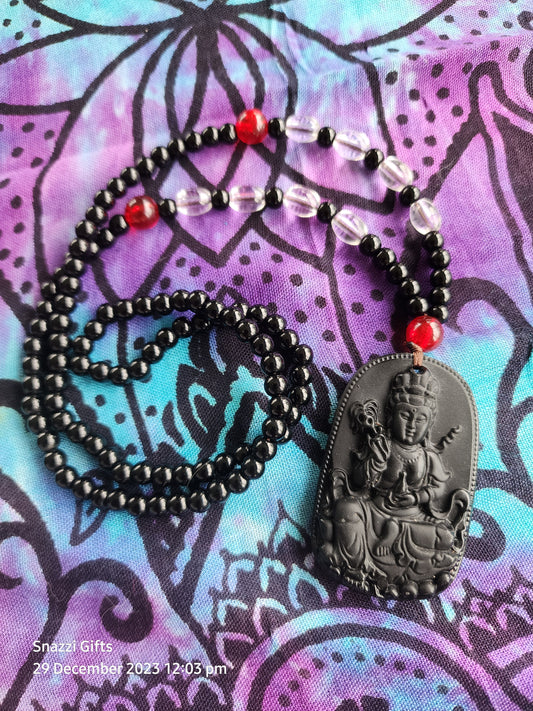 Obsidian Kuanyin Necklace