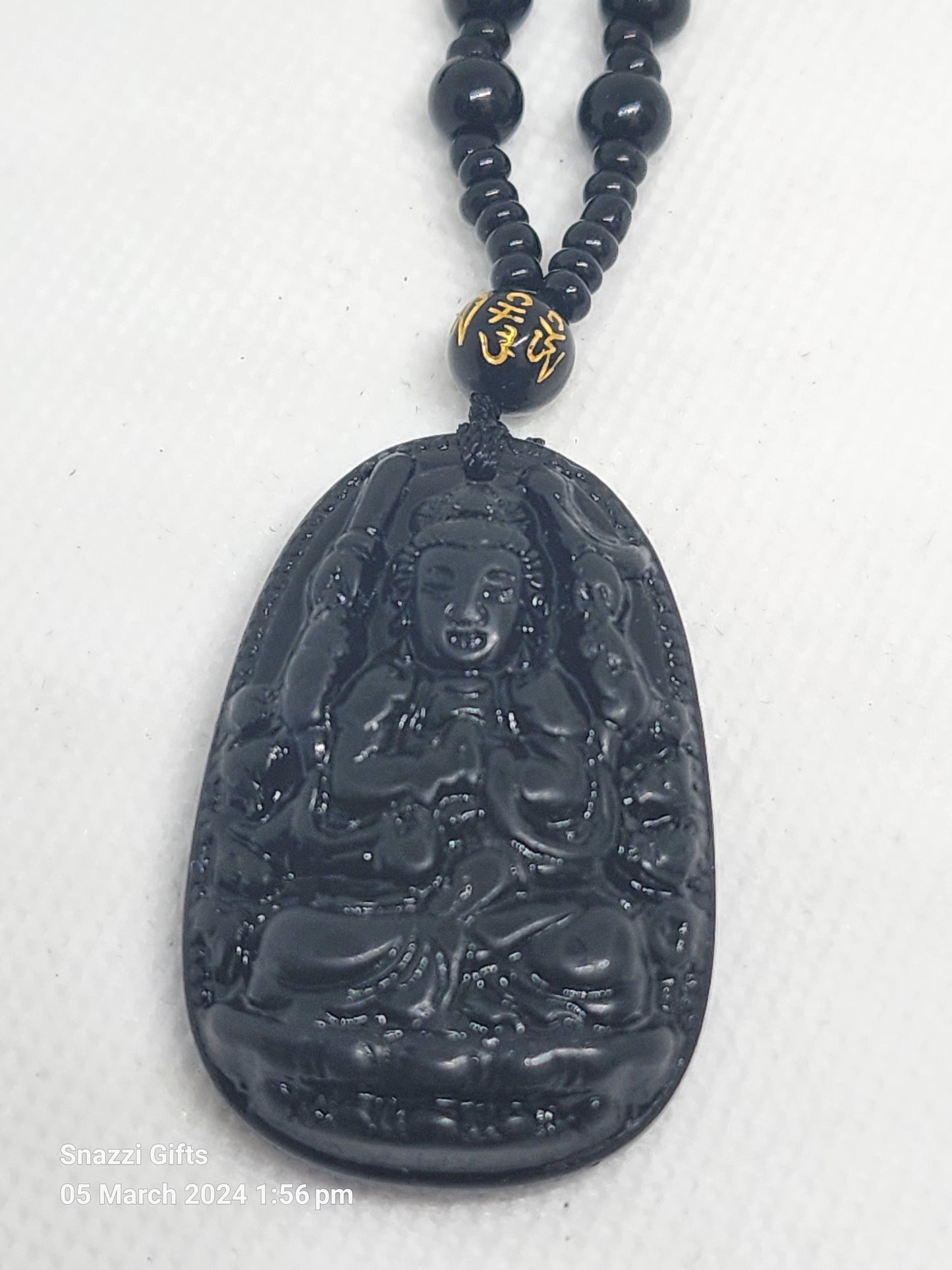 Obsidian Buddha Necklace
