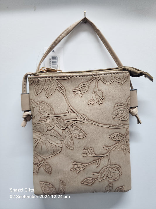 Hibiscus emboss Phone Bag Taupe