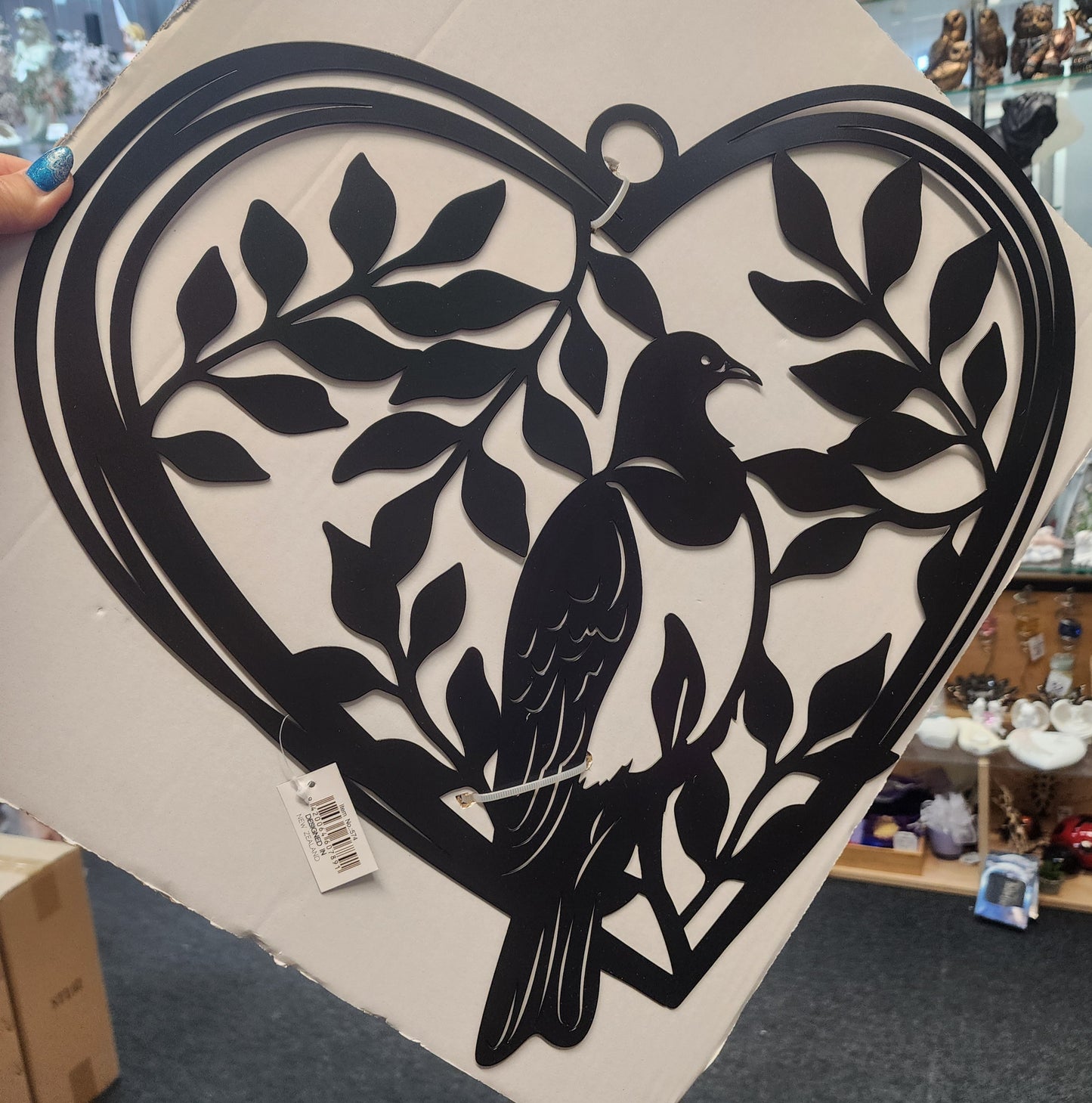 Metal Kereru in heart