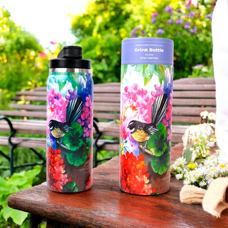 Drink Bottle - Fantail & Hydrangea