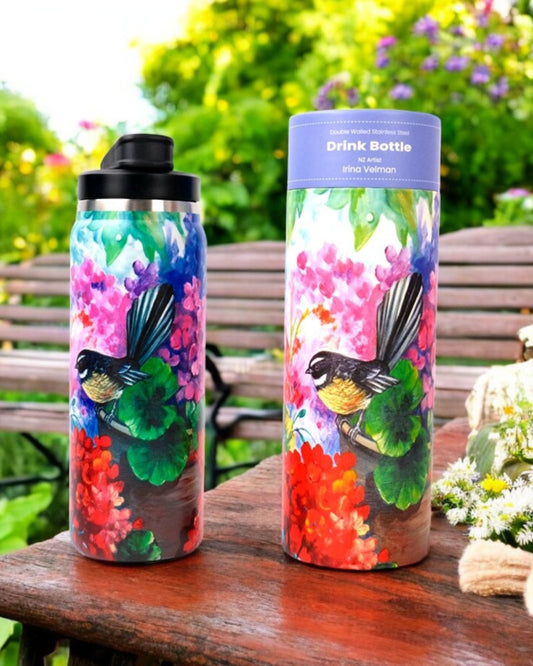 Drink Bottle - Fantail & Hydrangea