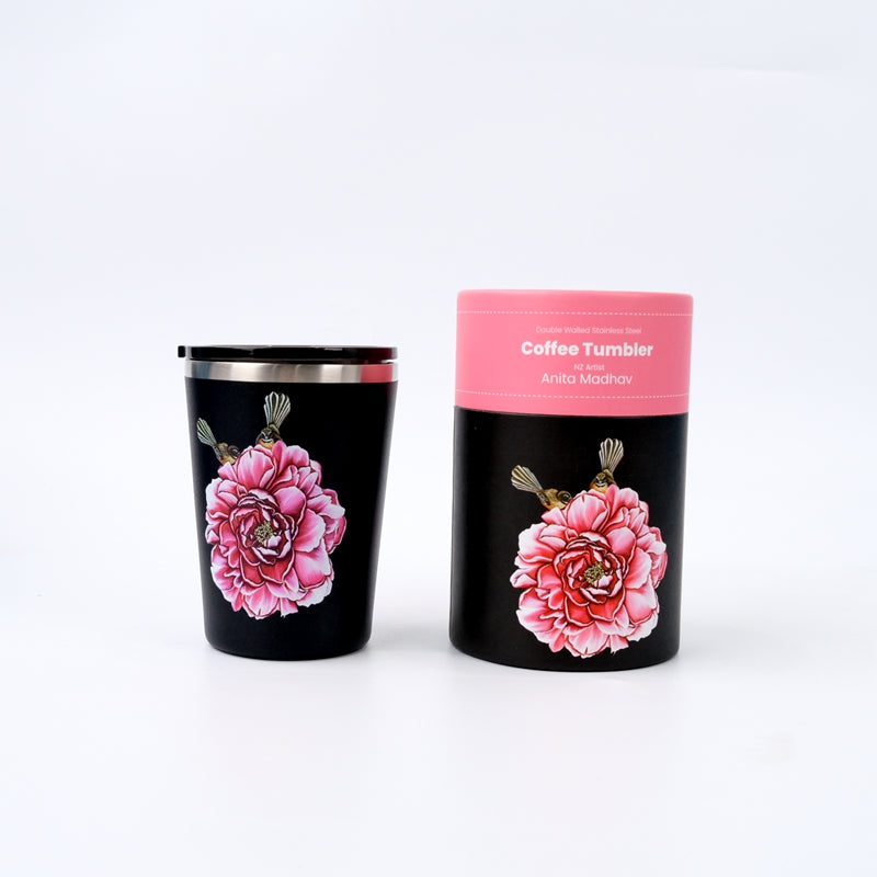 NZ Double Walled S/S Tumbler - Fantail and Camelia