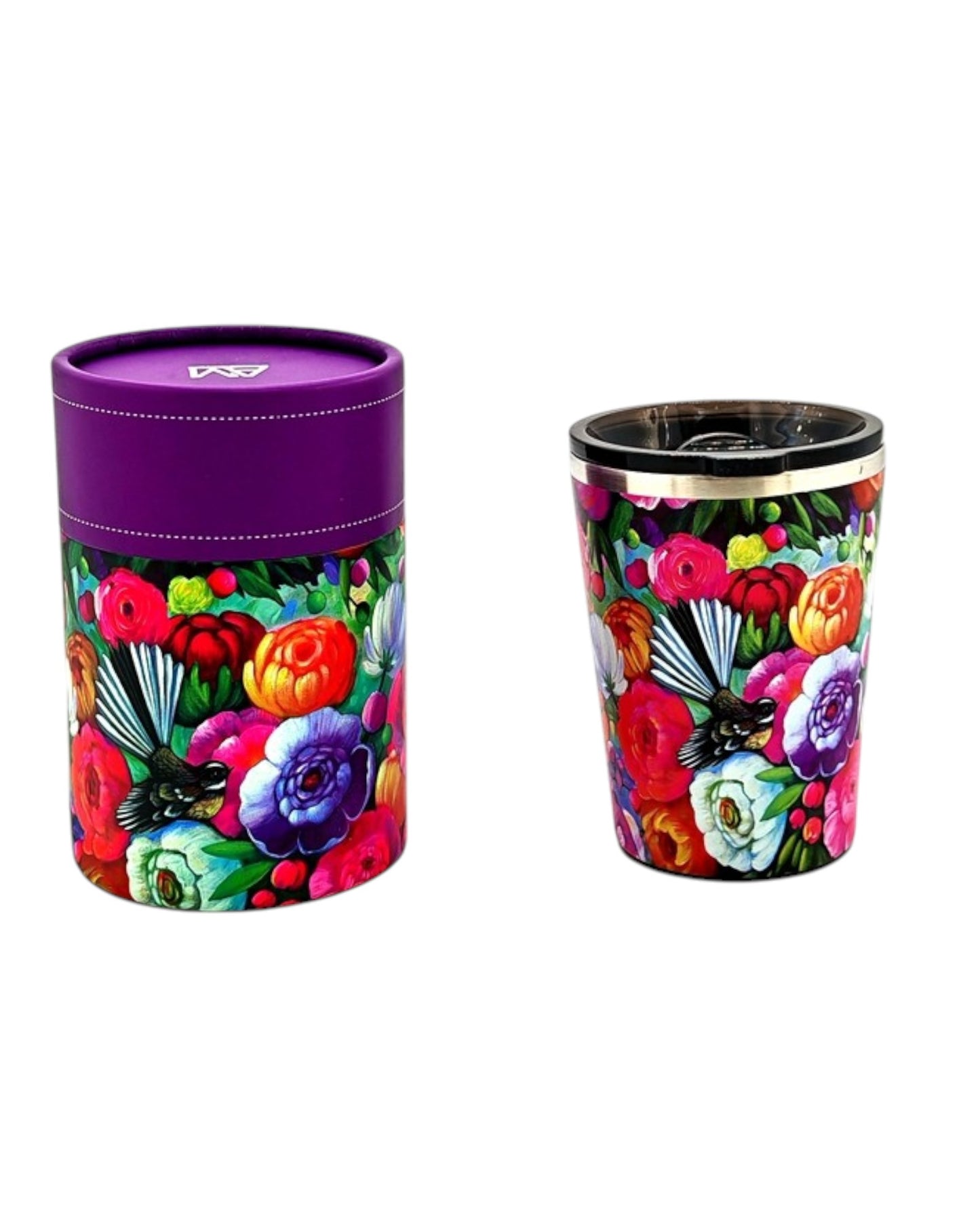 NZ Double Walled S/S Tumbler - Fantail & Flowers