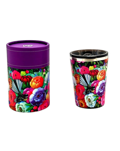 NZ Double Walled S/S Tumbler - Fantail & Flowers