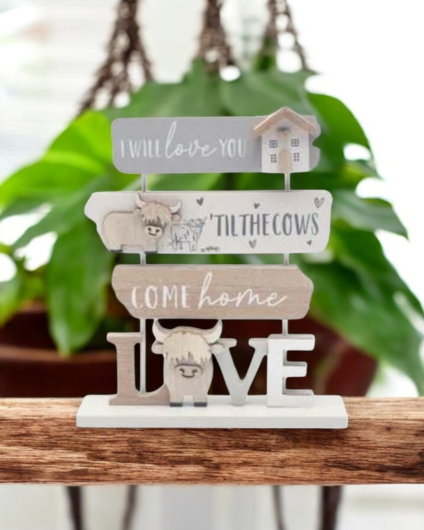 Highland Cow Triple Plaque - Love