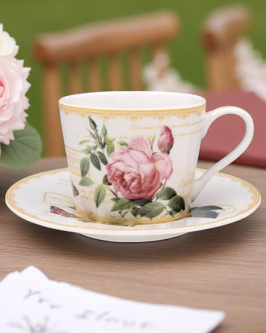 Redoute Rose Cup & Saucer