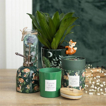 Green Forest Print Plant Pot with Fox