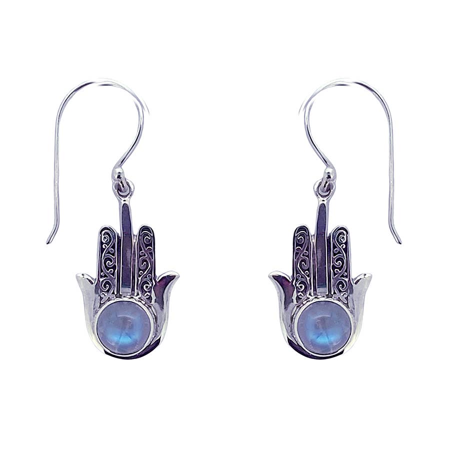 Moonstone Hamsa Hand Earrings