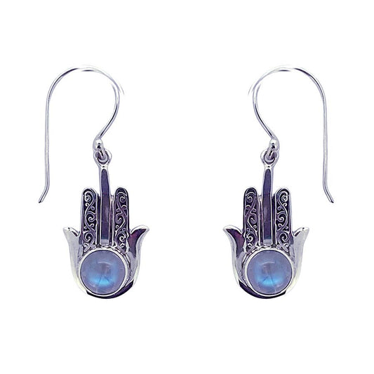 Moonstone Hamsa Hand Earrings